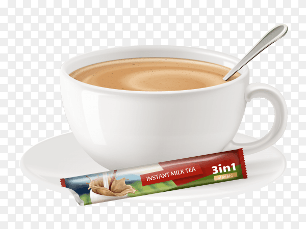 Milk tea on cup on transparent background PNG