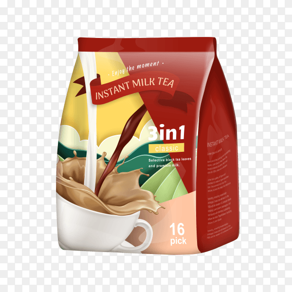Milk tea package on transparent PNG