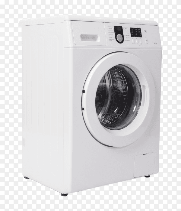 Modern White washing machine isolated on transparent background PNG