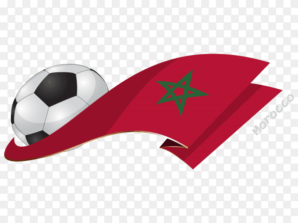 Morocco flag with ball on transparent background PNG