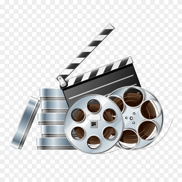 Movie film disk with clapper board vector PNG