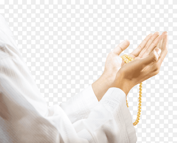 Muslim man praying with prayer beads on his hands Clipart PNG