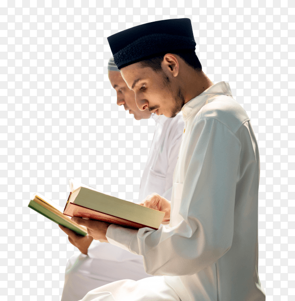 Muslims reading from the quran on transparent background PNG