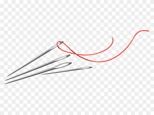 Needle for sewing embroidery on transparent background PNG