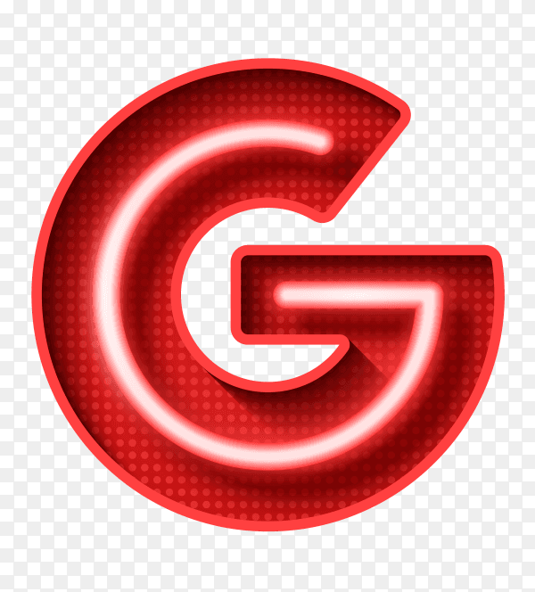 Neon Light Letter G with clipping path 3D illustration vector PNG