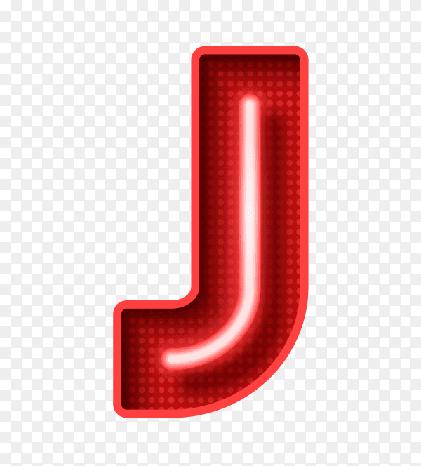Neon Light Letter J with clipping path 3D illustration on transparent background PNG