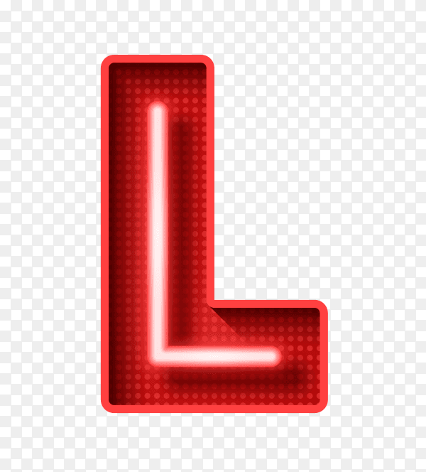 Neon Light Letter L with clipping path 3D illustration Clipart PNG