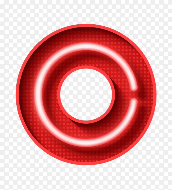 Neon Light Letter O with clipping path 3D illustration Clipart PNG