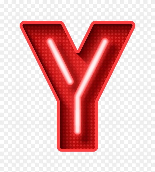 Neon Light Letter Y with clipping path 3D illustration vector PNG