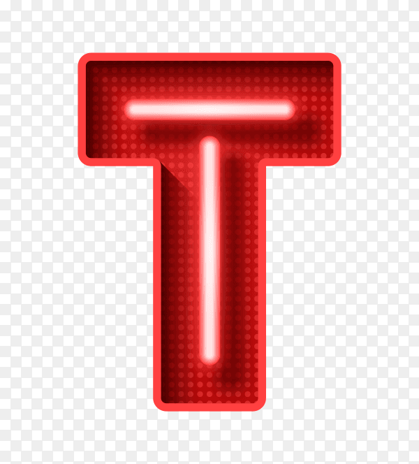 Neon Light letter T with clipping path 3D illustration Clipart PNG