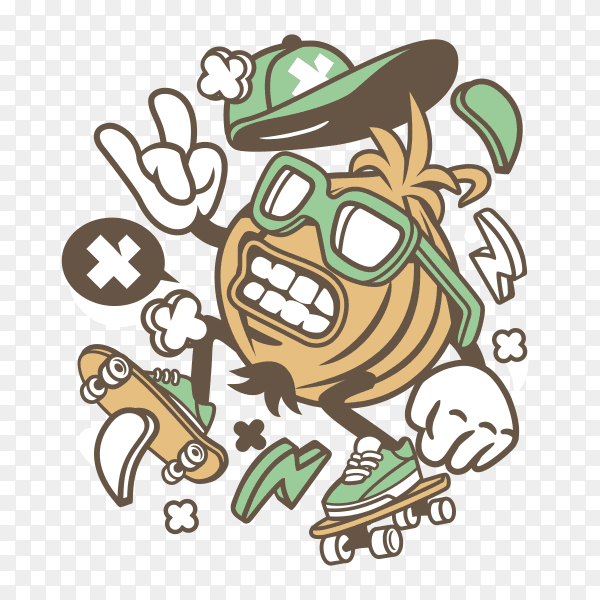 Onion Skater on transparent background PNG