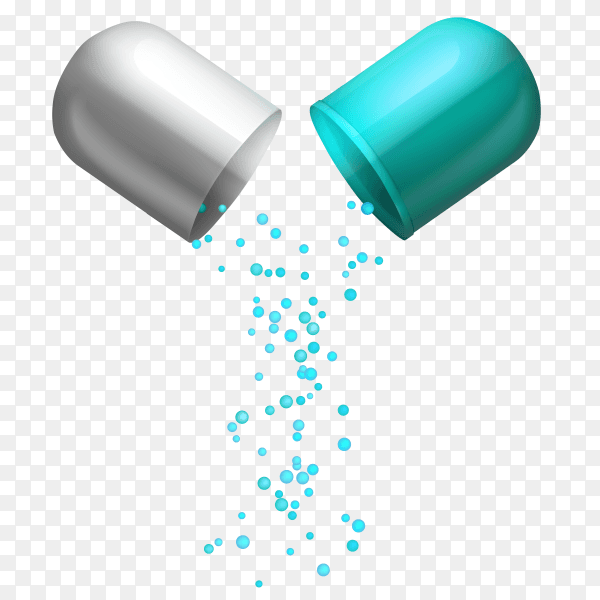 Open capsule with vitamins Premium Vector PNG