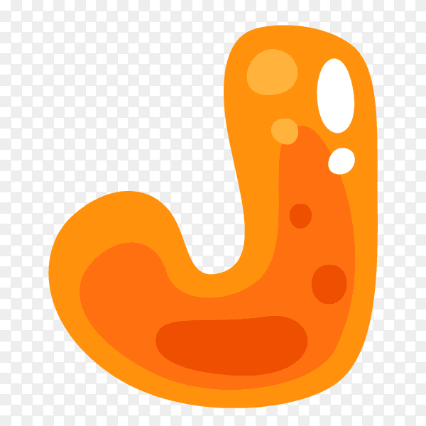 Orange color shaped J letter on transparent background PNG