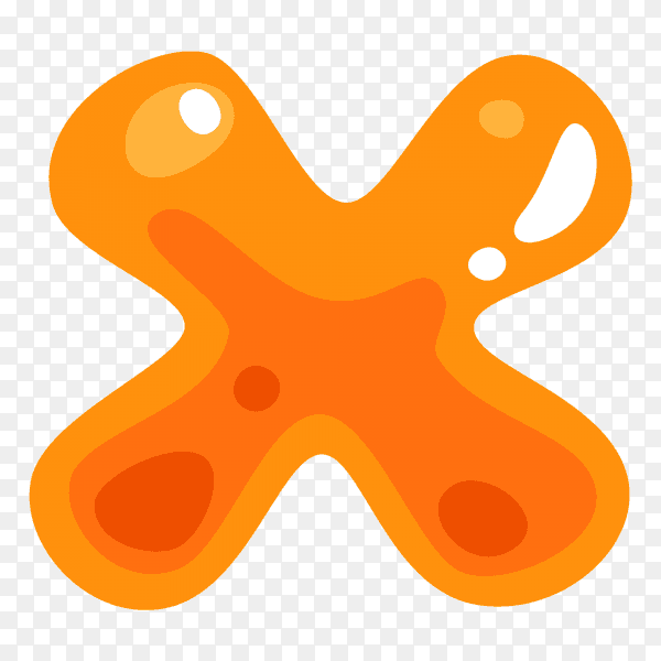Orange color shaped X letter Vector PNG