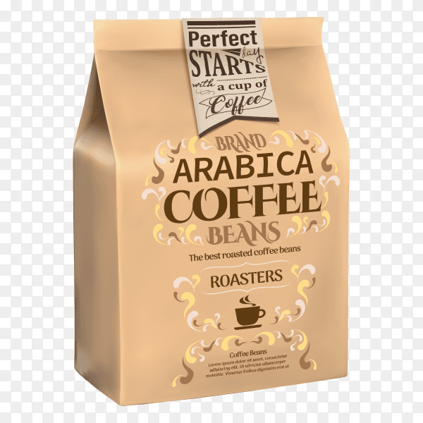 Paper coffee bag on transparent background PNG