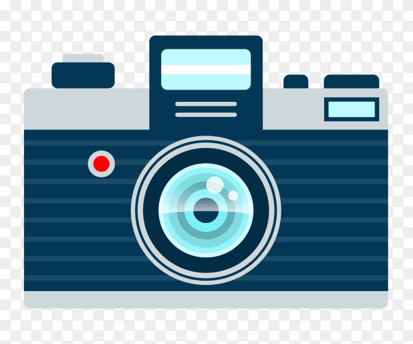Photo camera on flat design Premium vector PNG