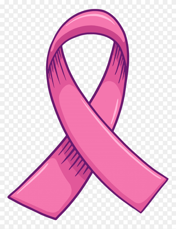 Pink Ribbon for breast cancer on transparent PNG
