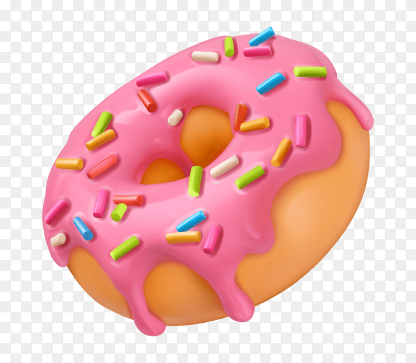 Pink dount on transparent background PNG