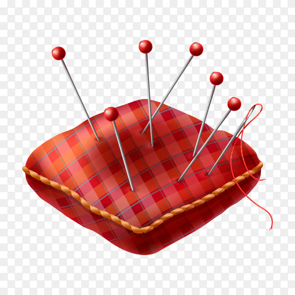 Pins on red Cushion premium vector PNG