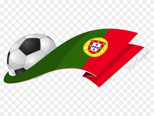 Portugal flag with ball on transparent PNG