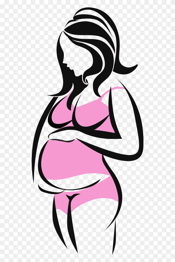 Pregnant woman caressing her stomach clipart PNG