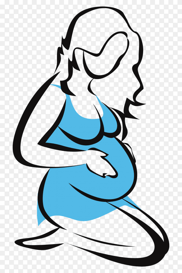 Pregnant woman caressing her stomach vector PNG