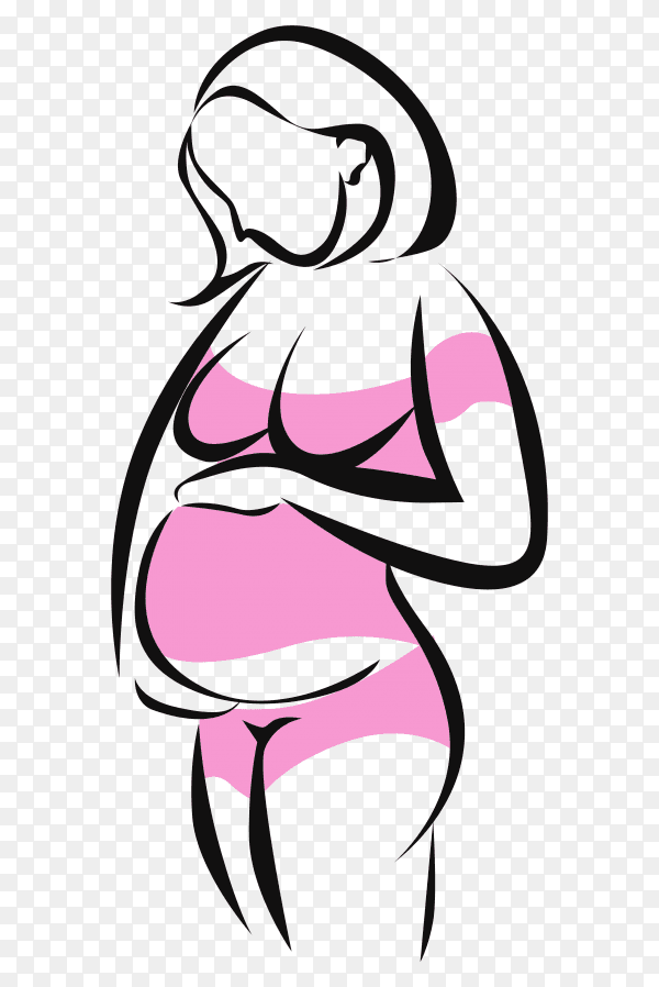 Pregnant woman caressing stomach vector PNG