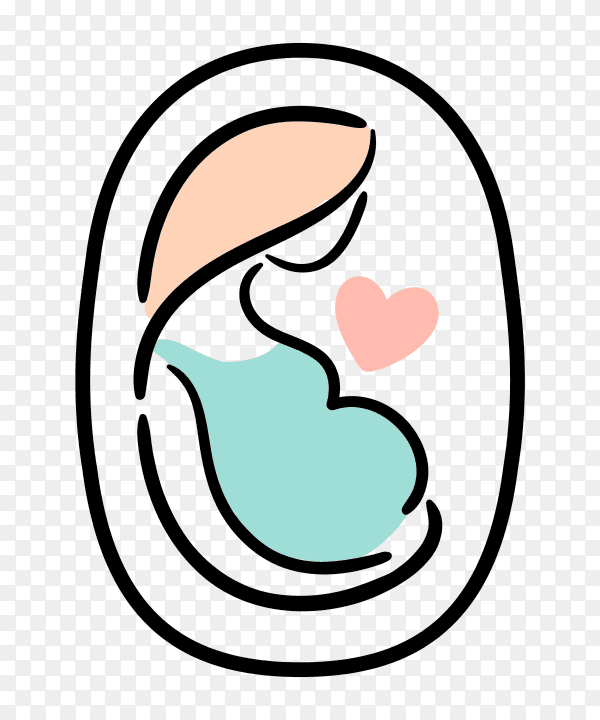 Pregnant woman in hand drawn style Clipart PNG