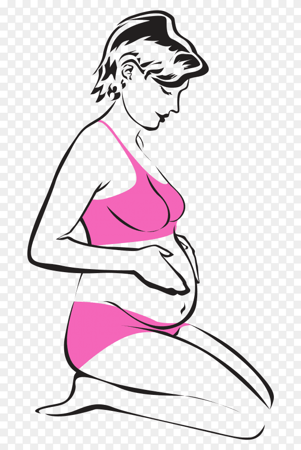 Pregnant woman on transparent background PNG