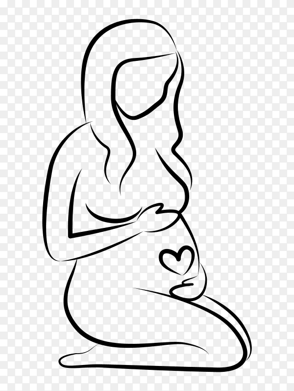 Pregnant woman outline on transparent PNG