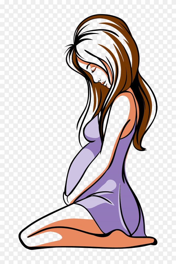 Pregnant woman with Petrified belly stomach Clipart PNG