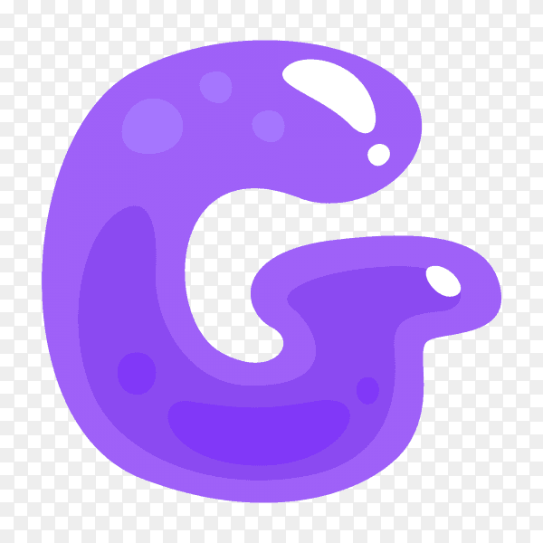 Purple Color shaped G letter on transparent background PNG