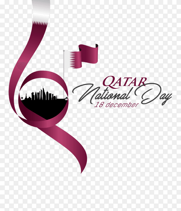 Qatar flag national day celebration with landmark Clipart PNG