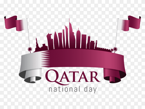 Qatar national day celebration with landmark flag on transparent background PNG