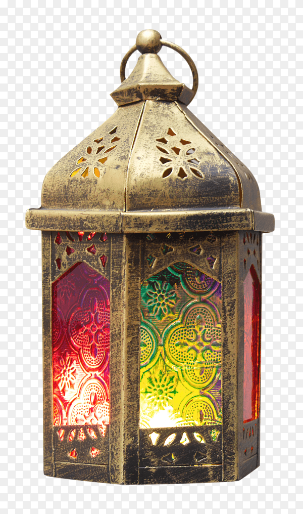 Ramadan kareem decorative arabic lantern with a burning candle Clipart PNG