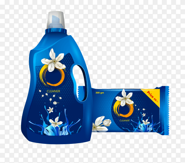 Realistic cleaning product ad on transparent background PNG