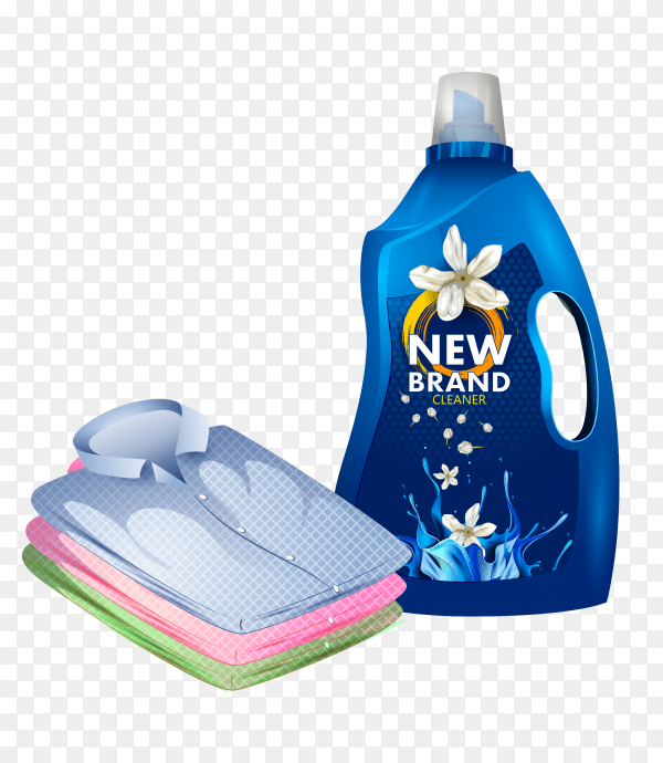 Realistic cleaning product advertising with clothes Clipart PNG