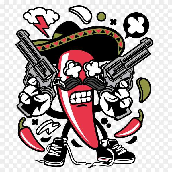 Red Chili Mexicano cartoon clipart PNG