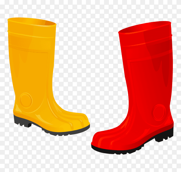 Red and Yellow Saftey boots on transparent background PNG