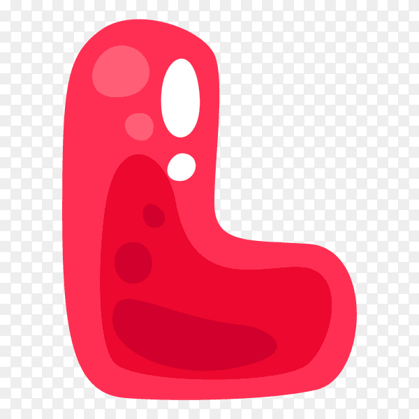 Red color shaped L letter on transparent PNG