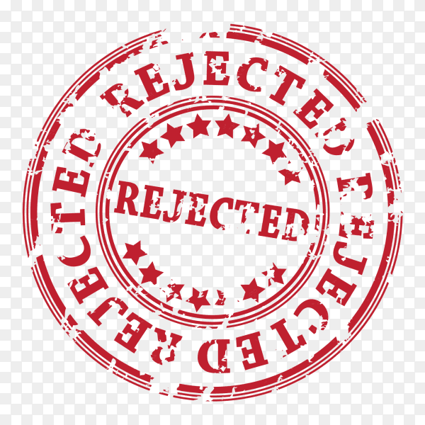Rejected Red stamp on transparent PNG