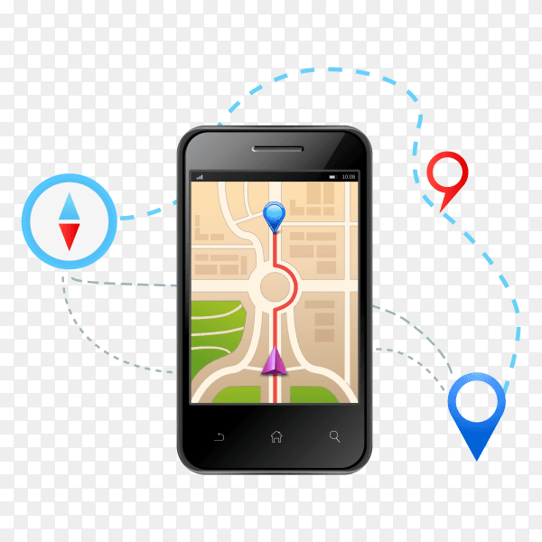 Road map Gps with a smartphone Clipart PNG