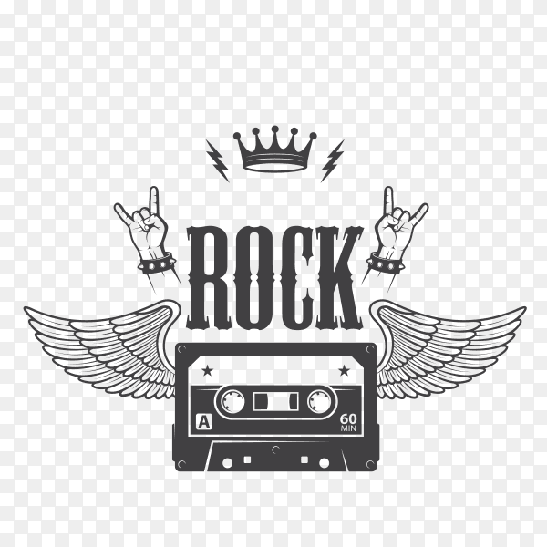 Rock music band black white logotype on transparent PNG