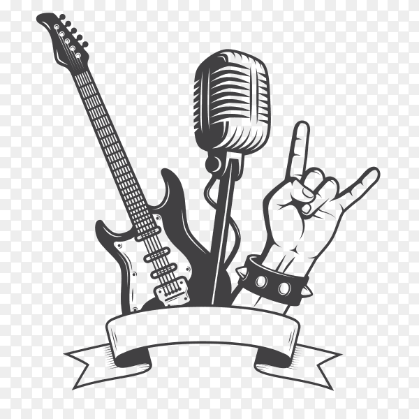 Rock music elements on transparent background PNG