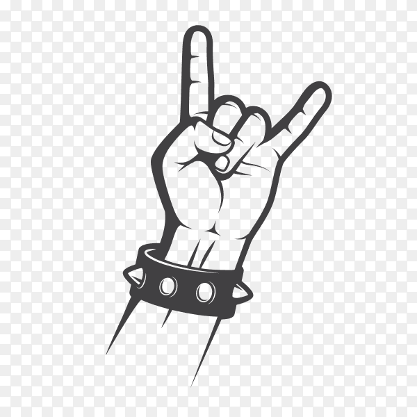 Rock on hand on transparent PNG