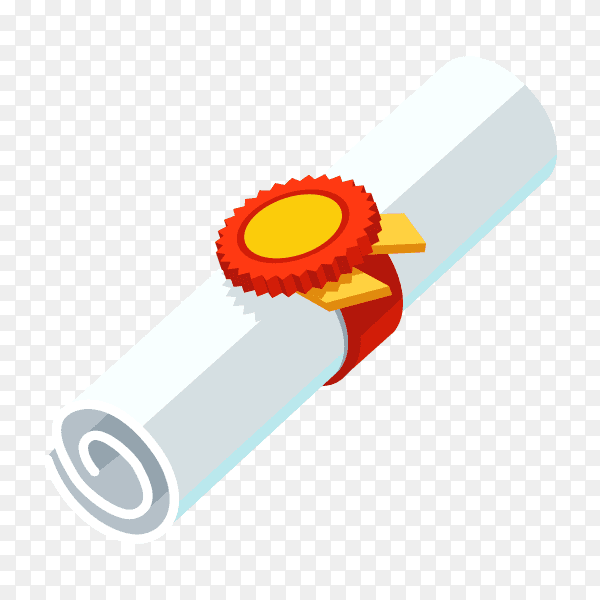 Rolled graduation diploma illustration on transparent background PNG