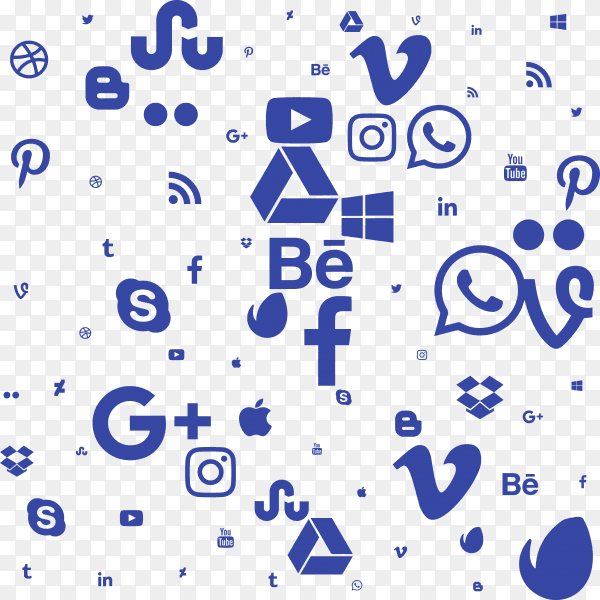 Set blue social media background Clipart PNG