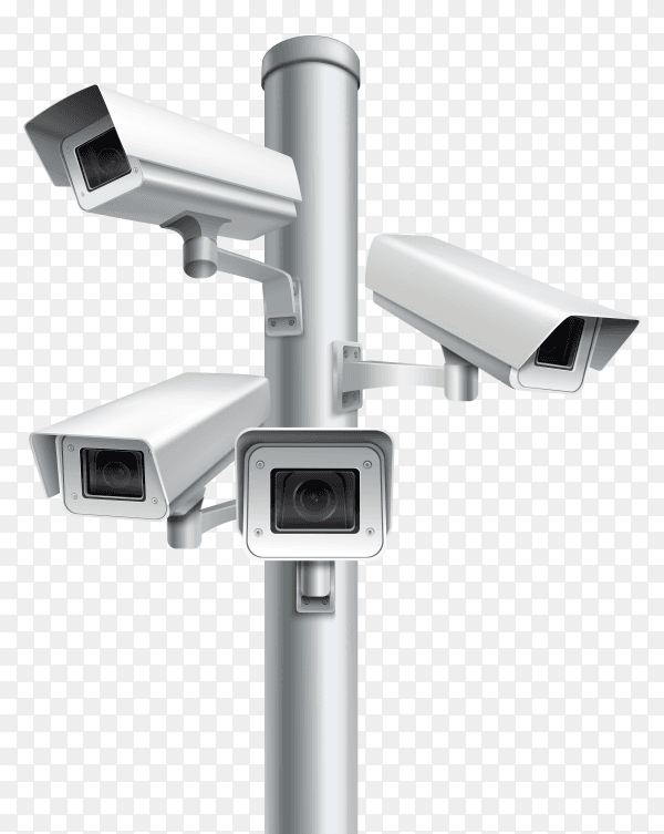 Set of security cameras Premium vector PNG