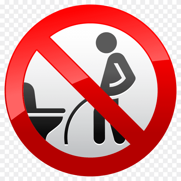 Set prohibited signs toilet stickers on transparent PNG