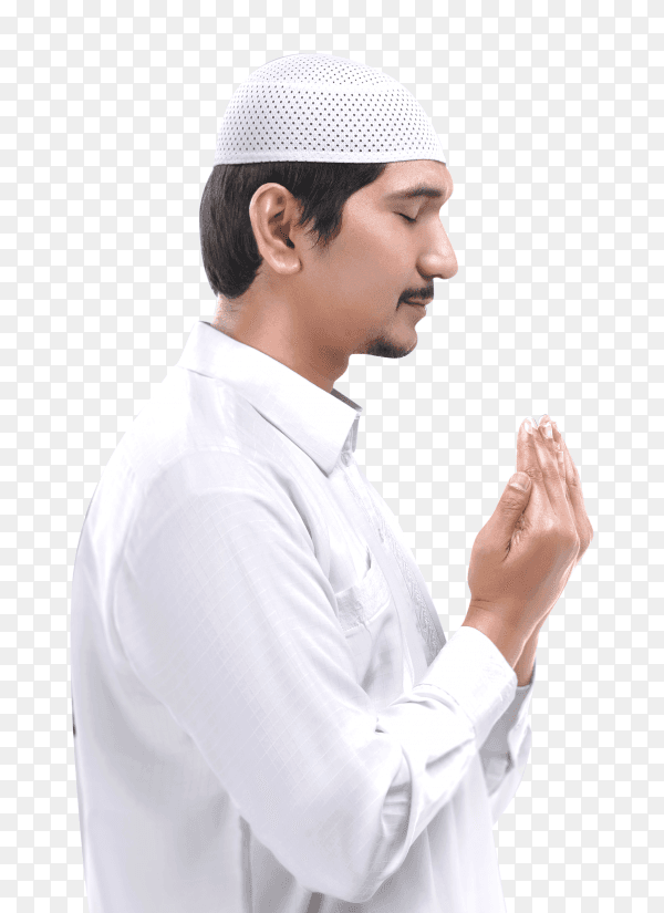 Side view of asian muslim man praying Clipart PNG